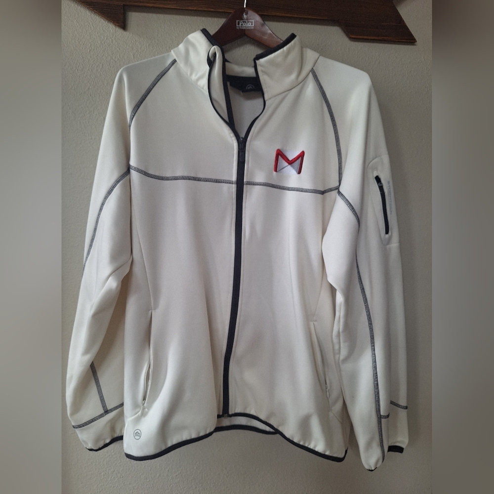 Stormtech Shell Jacket White Gmail Embroidered Logo Mens Size L